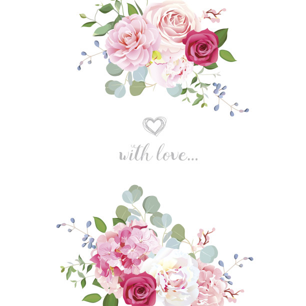 精致的婚礼花矢量设计卡素材图片