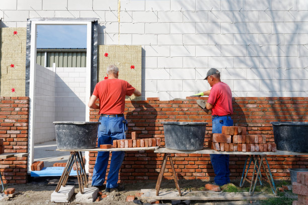 两个砖瓦匠在一起工作图片下载