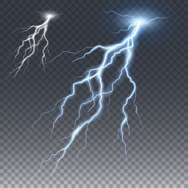 闪电和雷电，辉光和闪光效果图片下载
