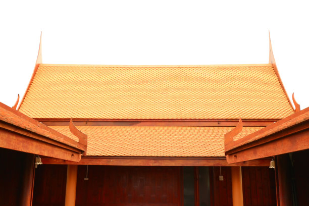 泰国民间建筑，木制房屋和屋顶图片下载