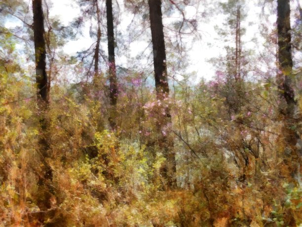 水彩山水背景画素材图片