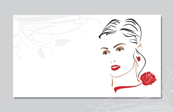 一个美丽女人的肖像。名片图片下载