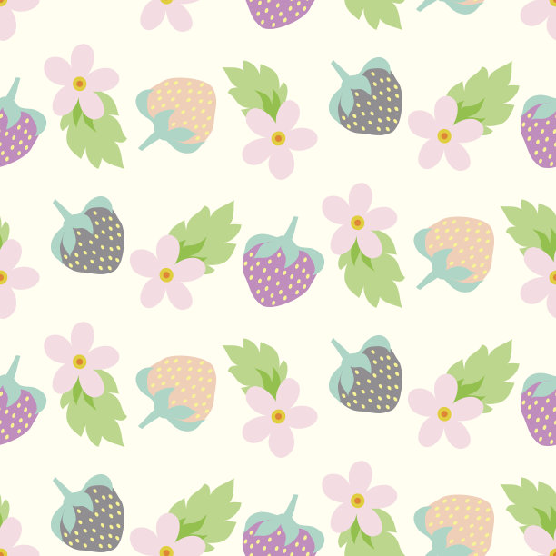 草莓花无缝图案。图片下载