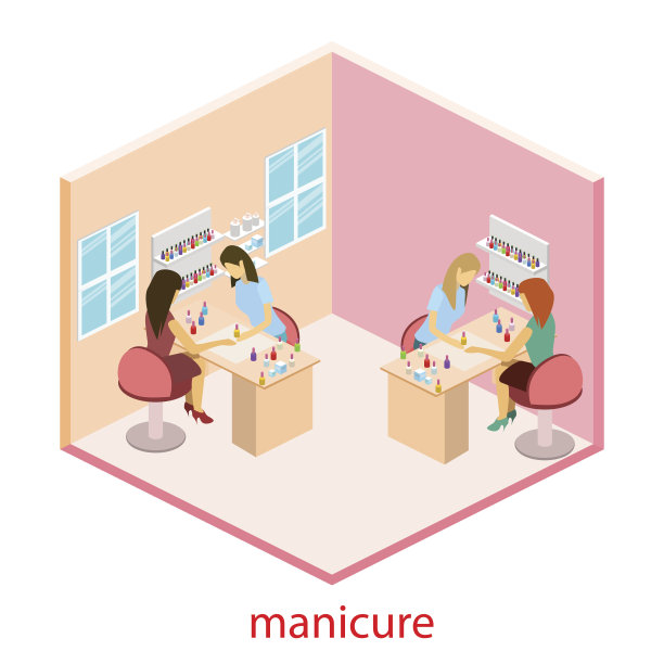 指甲沙龙的等距室内图片下载