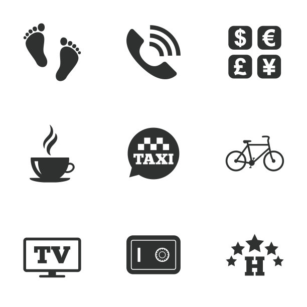 酒店、公寓服务图标。咖啡标志图片下载