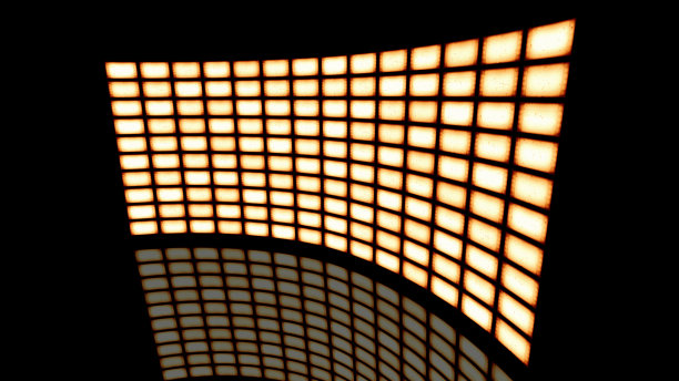 扭曲弯曲的视频墙复古的深褐色。三维渲染图片下载