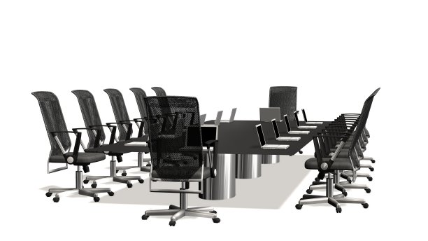 会议室和会议桌，配有办公椅和笔记本。经营理念。孤立在白色图片下载
