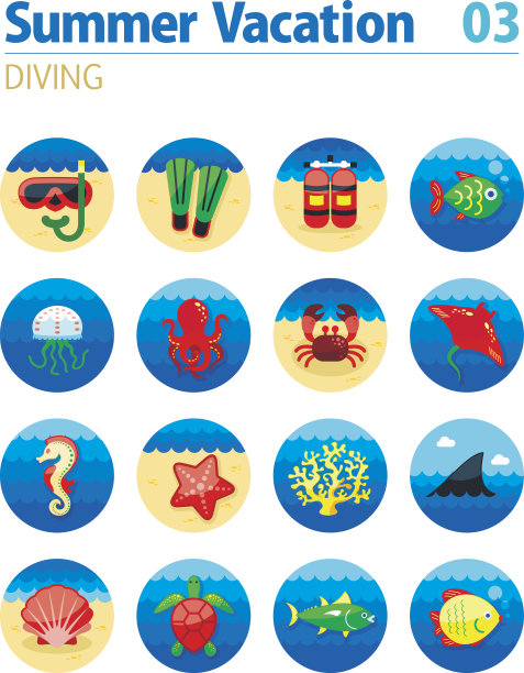 潜水的图标集。夏天。假期图片下载