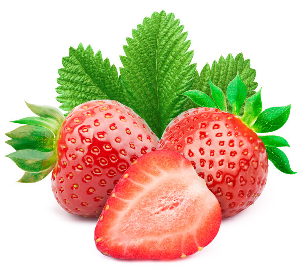 叶子孤立在白色上的草莓图片下载