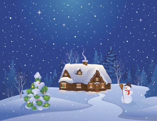 白雪皑皑的夜景图片下载