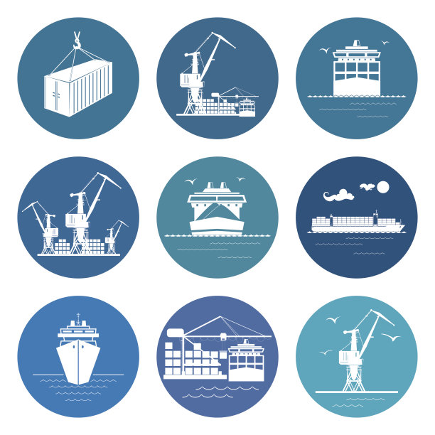 一套海运货物运输图标图片下载