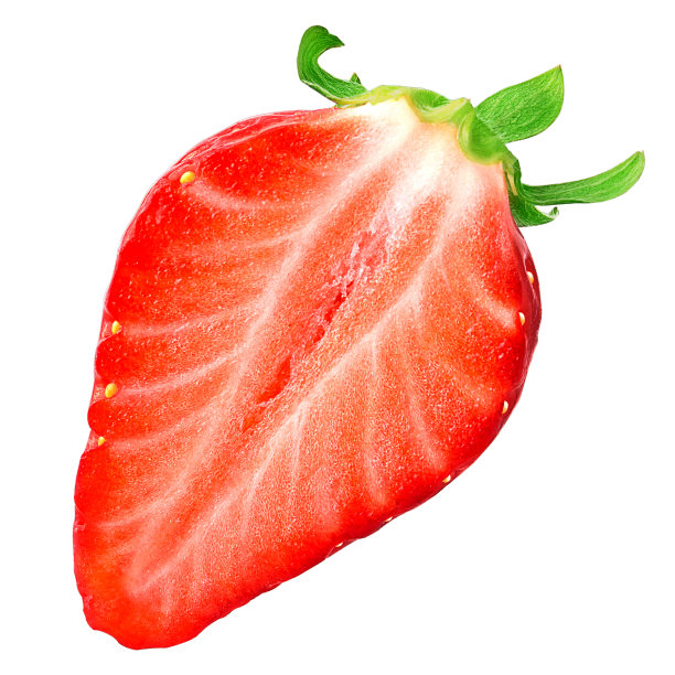 半草莓孤立在白色上图片下载