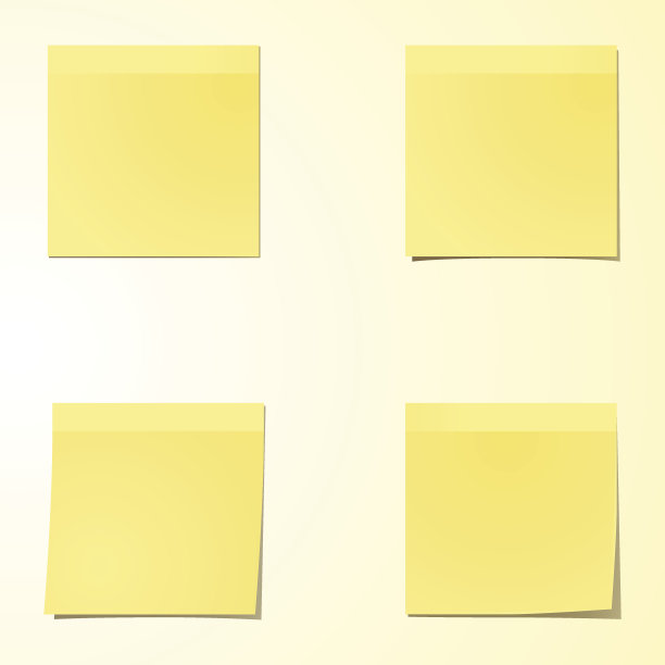 四张黄色文具贴纸图片下载