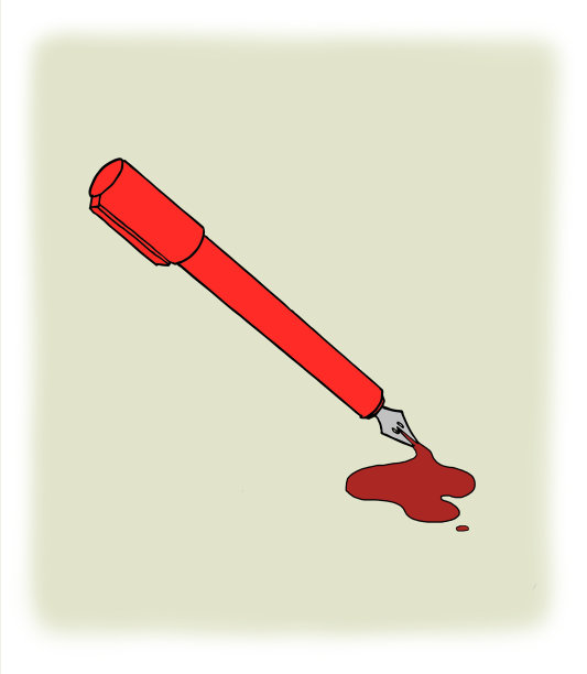 红色钢笔，有水渍图片下载