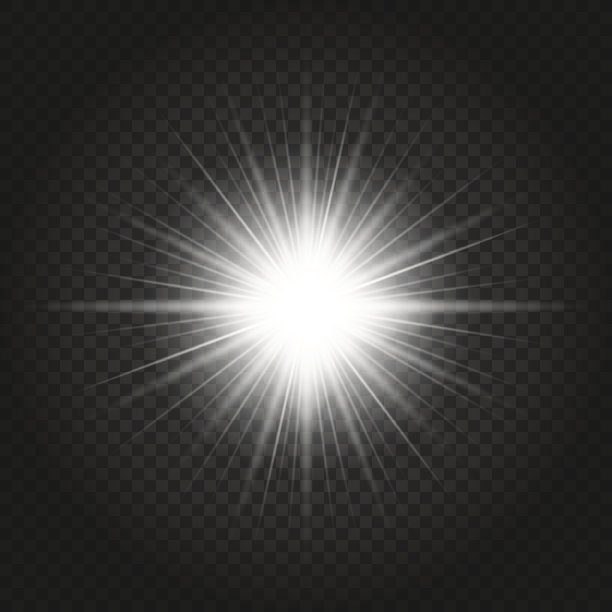 发出光的效果。白色的阳光与光线在透明的背景。图片下载