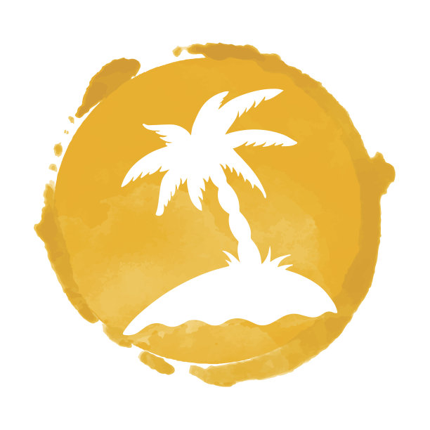 水彩颜料颜料和椰子树图片下载