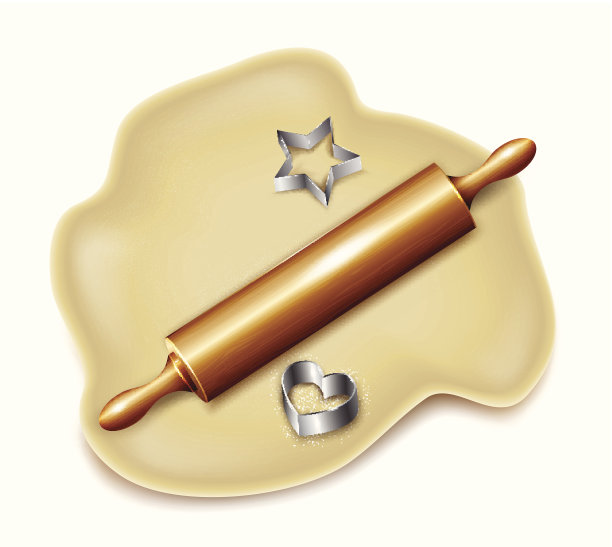 面团，擀面杖，饼干模具。向量图片下载