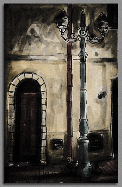 路灯照亮的街道图片下载