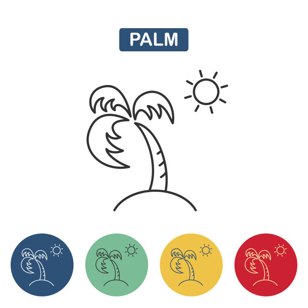 棕榈树和太阳图标素材图片