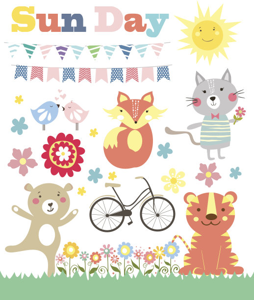 春季贴纸和标签图片下载