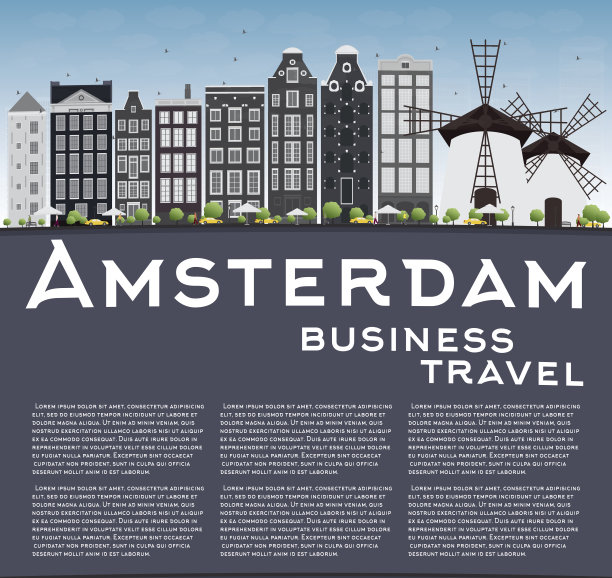 阿姆斯特丹城市的天际线有灰色的建筑物和蓝色的天空图片下载