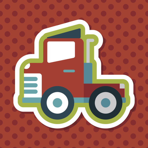 运输卡车平面图标与长影子，eps10图片下载