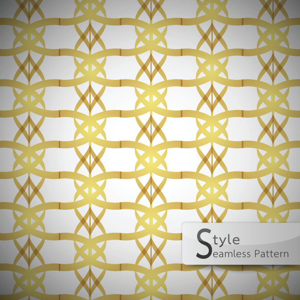 抽象花卉莲花金格子复古几何无缝图案矢量插图图片下载