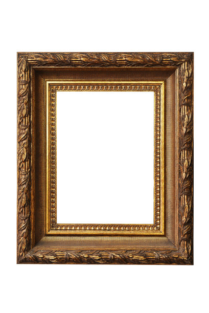 金色复古木制相框孤立的背景图片下载