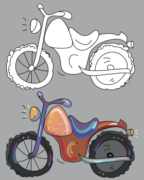 摩托车着色书图片下载