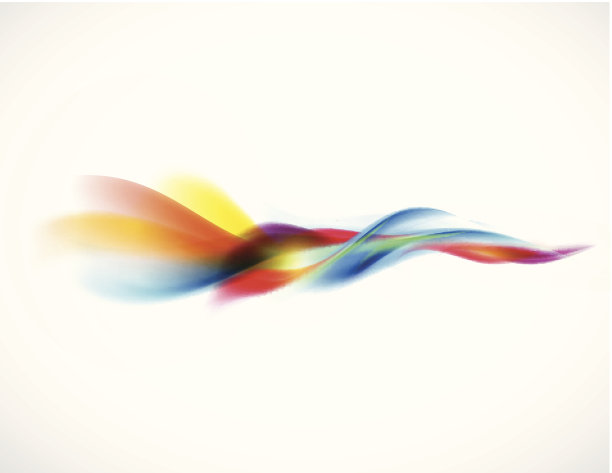 抽象流畅的彩色流元素水平上的白色背景，向量图片下载