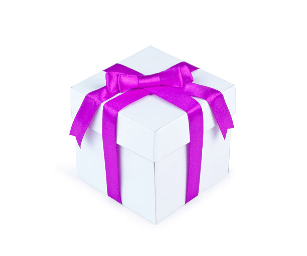 白色礼盒与紫色丝带蝴蝶结图片下载