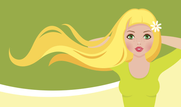 年轻的长发女孩在春天的形象图片下载