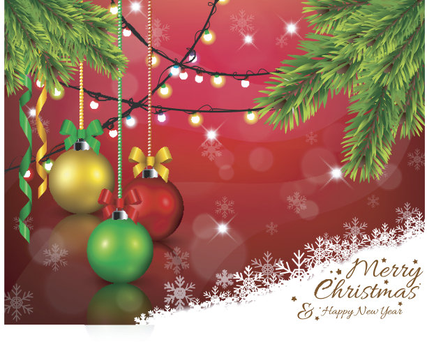 红色背景的圣诞装饰图片下载