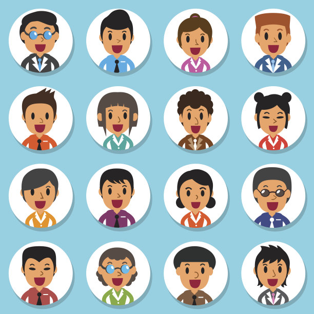 一组不同的商业人士的化身图片下载