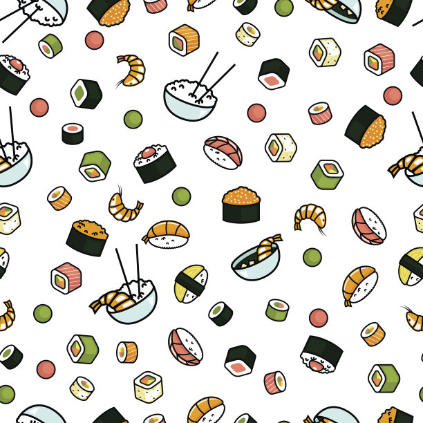 矢量无缝寿司图案图片下载