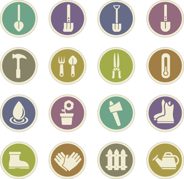 园艺工具图标集图片下载