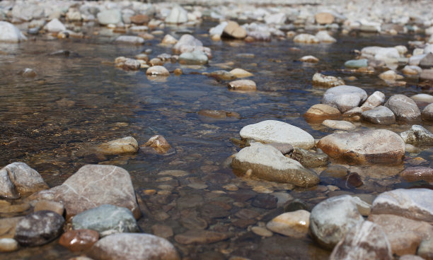 河里的石头在水里。图片下载