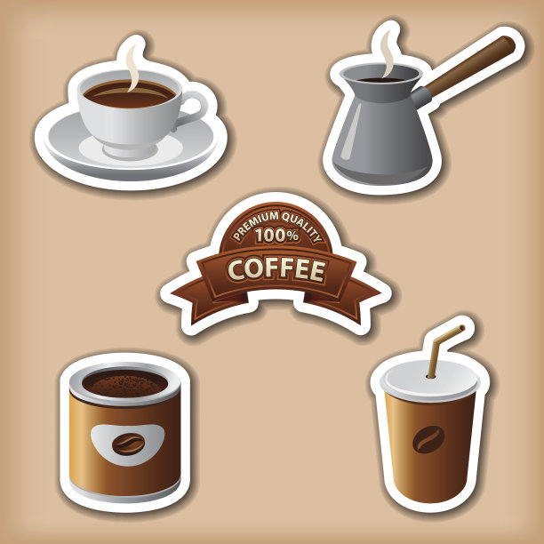 咖啡贴纸图片下载