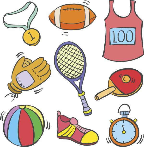 矢量艺术的运动设备涂鸦收集图片下载