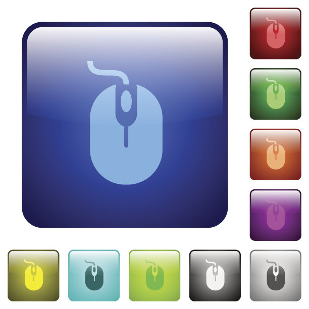 彩色电脑鼠标方形按钮图片下载
