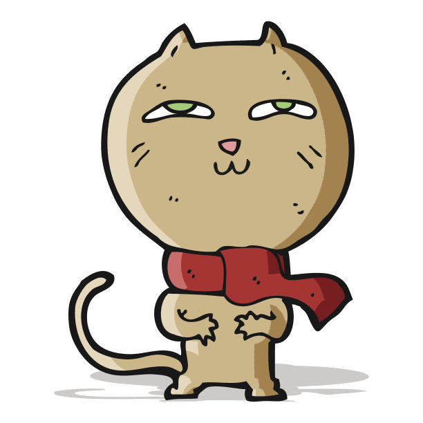 卡通滑稽的猫戴着围巾图片下载