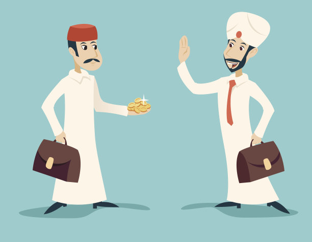 复古卡通人物：阿拉伯商人与黄金商业计划书图片下载