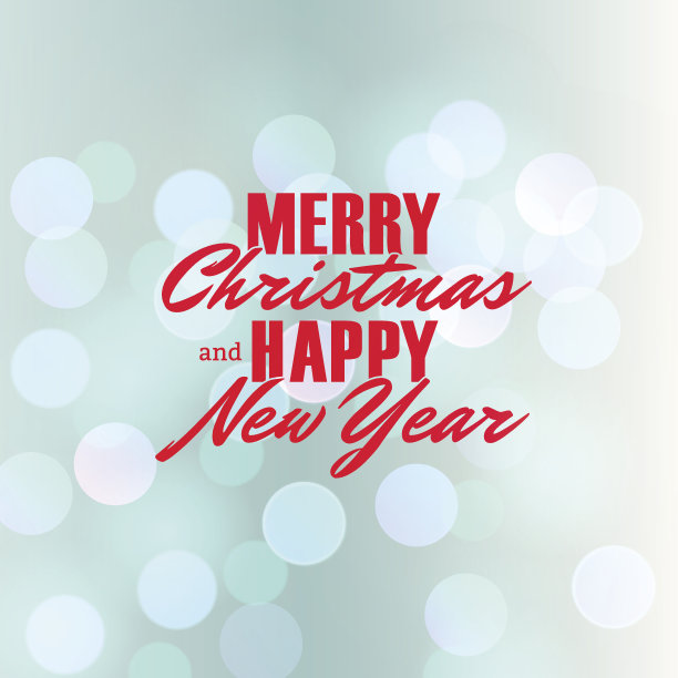 圣诞快乐和新年快乐文字在散景的背景图片下载
