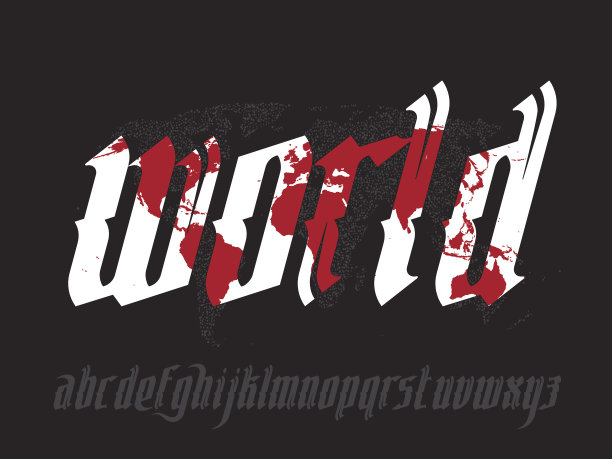 世界地图哥特字体图片下载