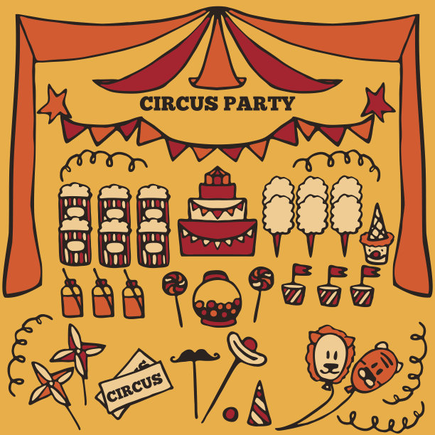 复古马戏团派对理念元素图片下载
