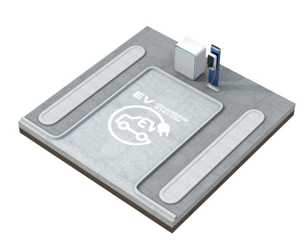 配备充电站的空电动汽车停车场图片下载