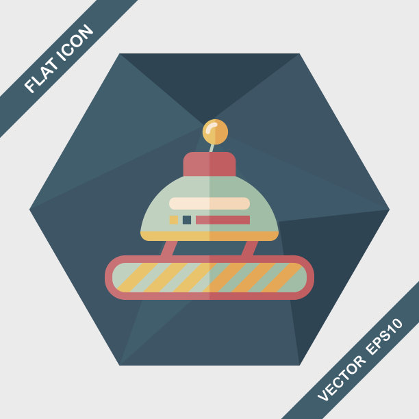 机器人概念平面图标与长影子，eps10图片下载