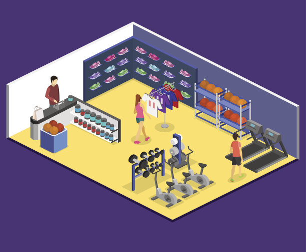 立体平面立体矢量商品，适合体育用品商店。图片下载