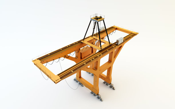 大型移动式集装箱港口起重机孤立在白色上图片下载