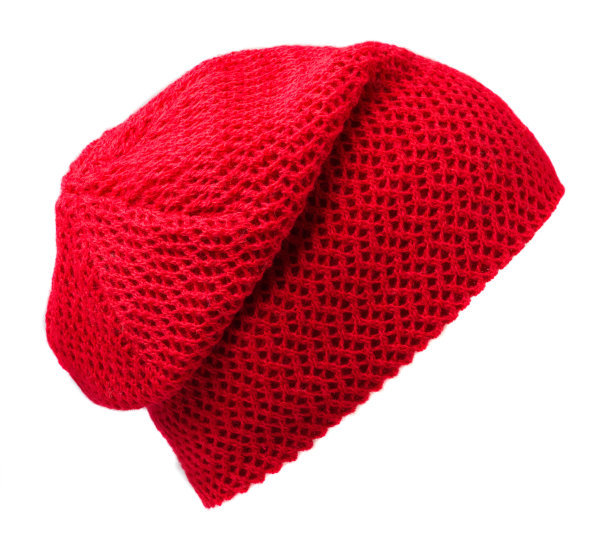 女人的帽子。针织帽孤立在白色背景。红色的帽子图片下载